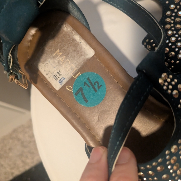 ✨ Teal Velvet Rhinestone Gladiator Sandals | Boho Glam Festival Vibes ✨ - Picture 2 of 5